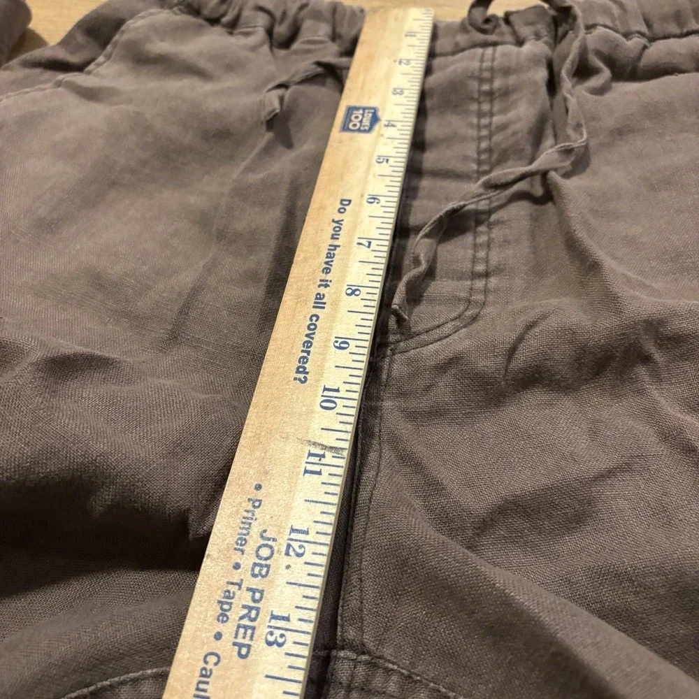 Martin Gordon Pants Mens L Brown 100% Linen Wide Leg Relaxed Trousers Drawstring